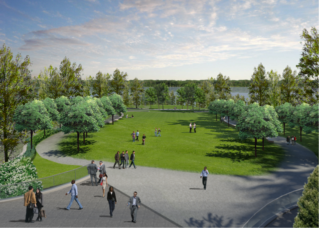 Rendering of walking paths and quad lawn. Photo credit to David Hartley. 